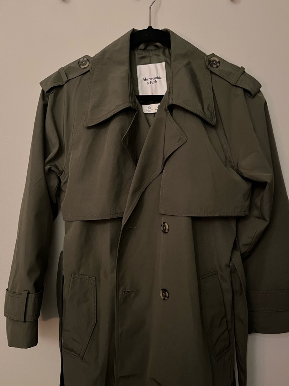 NWOT Abercrombie Trench Coat - Olive Green - Picture 7 of 8